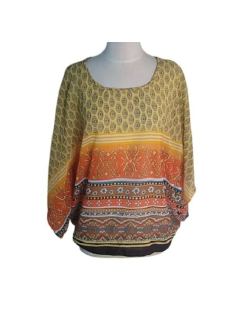 Blair Flutter Sleeve Blouse, Earth Tones, Size Large